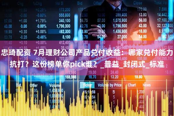 忠琦配资 7月理财公司产品兑付收益：哪家兑付能力抗打？这份榜单你pick谁？_普益_封闭式_标准