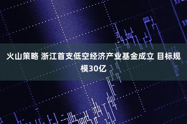 火山策略 浙江首支低空经济产业基金成立 目标规模30亿